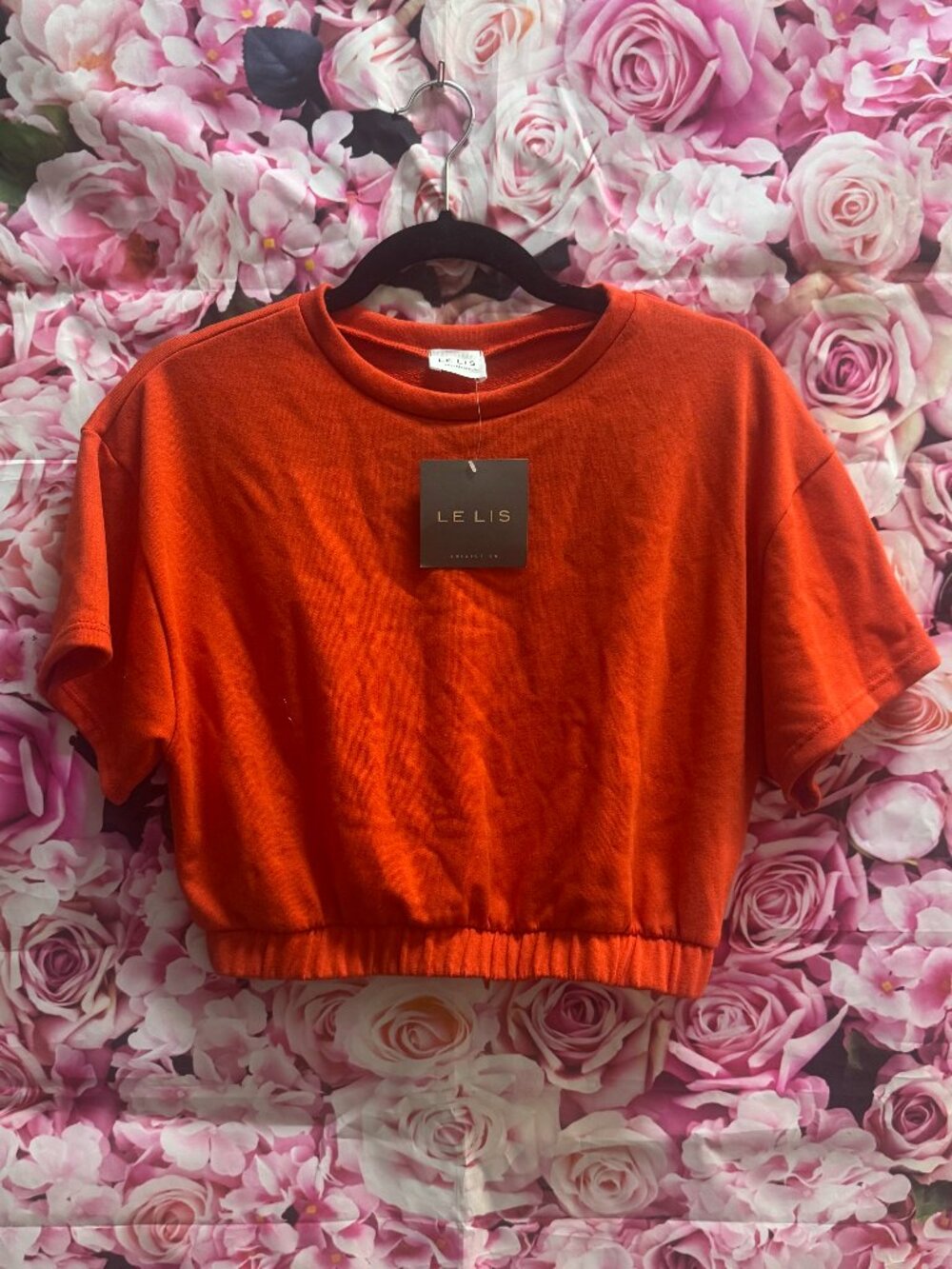 NWT Bright Red Cropped Short Sleeve Tee